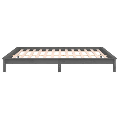 vidaXL LED Bed Frame without Mattress Grey 140x190 cm Solid Wood