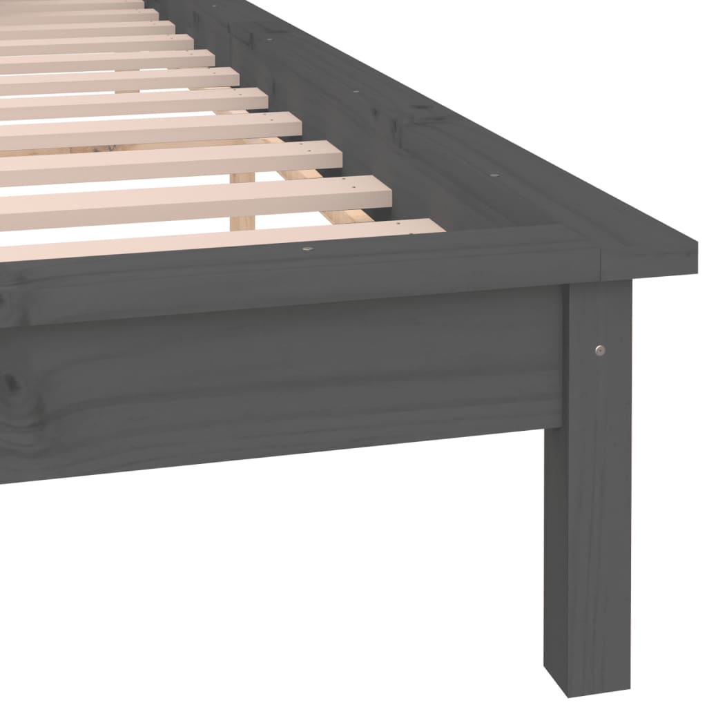 vidaXL LED Bed Frame without Mattress Grey 140x190 cm Solid Wood