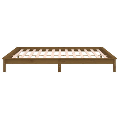 vidaXL LED Bed Frame without Mattress Honey Brown 140x190 cm Solid Wood