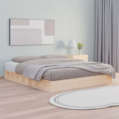 vidaXL Bed Frame | Natural Wood | Solid pine wood | Double | Durable | Bed Frame