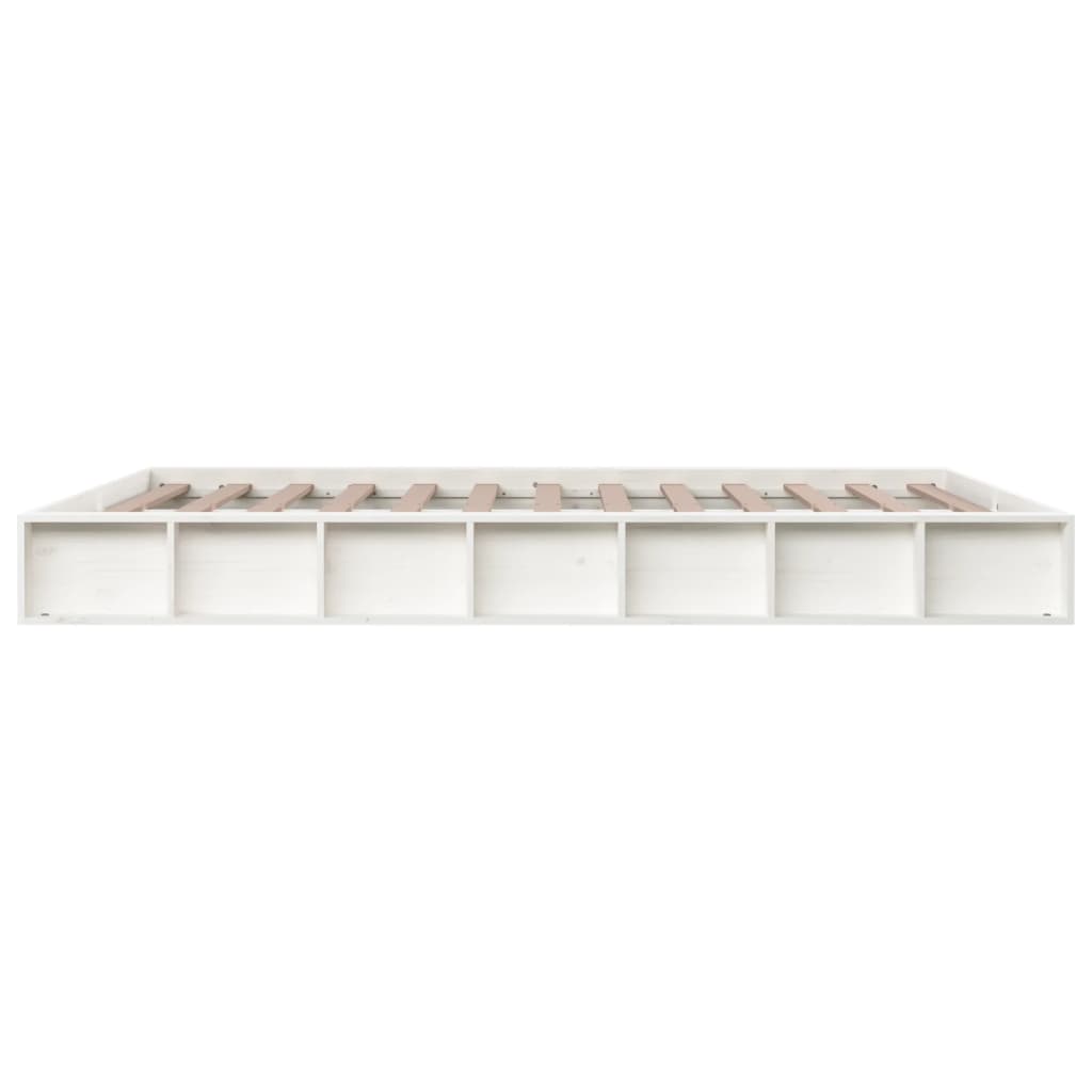 vidaXL Bed Frame | White | Solid Pine Wood | 200x200 cm | Bed Frame