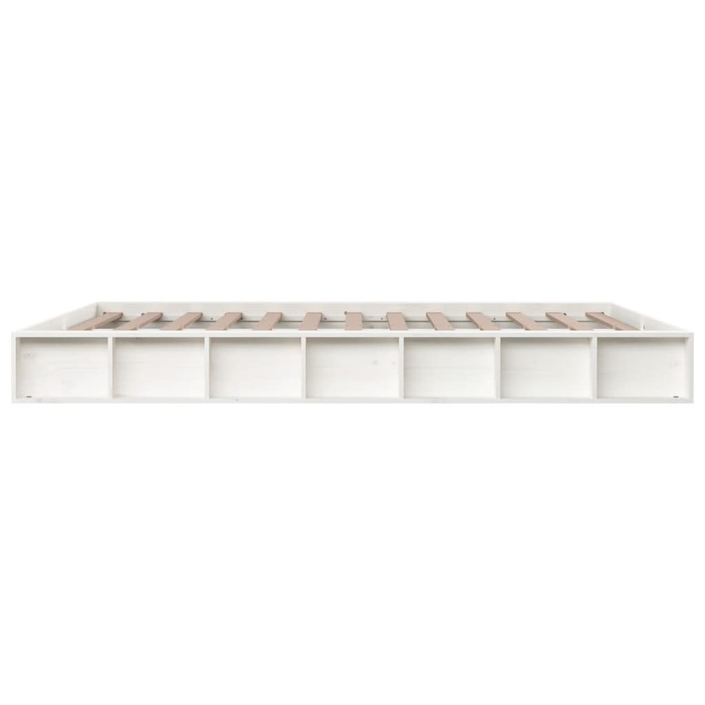 vidaXL Bed Frame without Mattress White 150x200 cm King Size King Size Solid Wood
