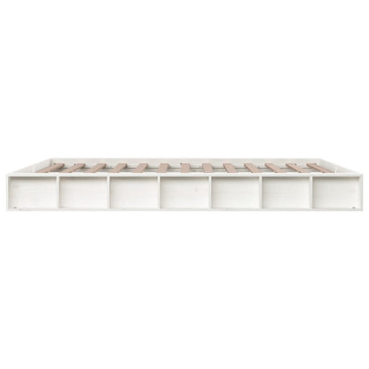 vidaXL Bed Frame without Mattress White 150x200 cm King Size King Size Solid Wood