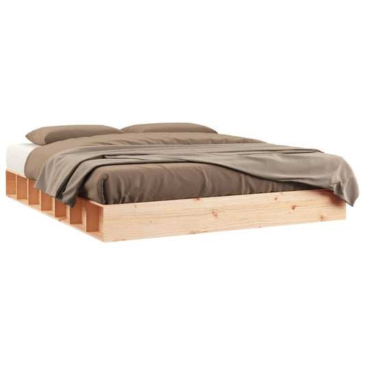 vidaXL Bed Frame | Natural Wood | Solid Pine Wood | Double | Simplistic