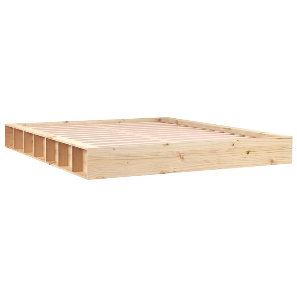 vidaXL Bed Frame | Natural Wood | Solid Pine Wood | Double | Simplistic