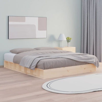 vidaXL Bed Frame | Natural Wood | Solid Pine Wood | Double | Simplistic