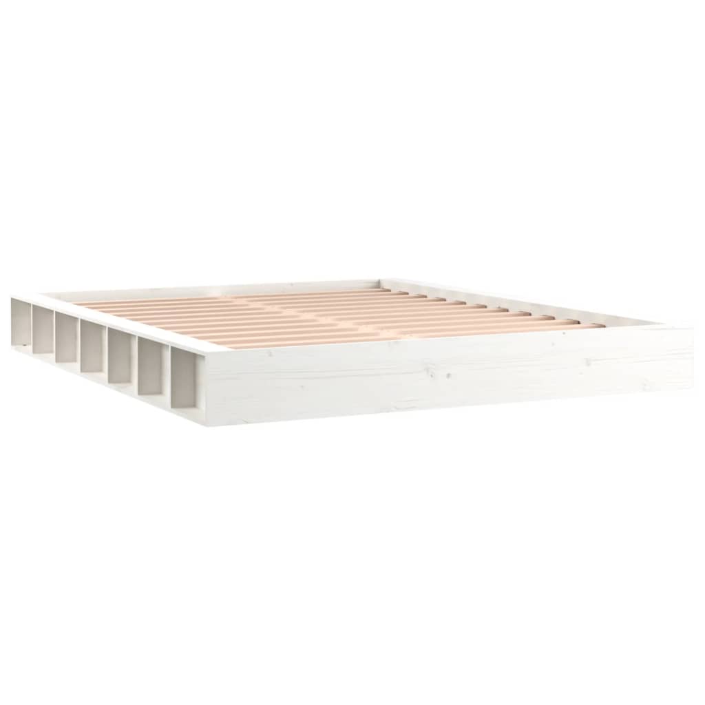 vidaXL Bed Frame | White | Solid Pine Wood | Double | Bed Frame | Rectangular