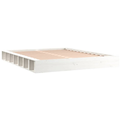vidaXL Bed Frame | White | Solid Pine Wood | Double | Bed Frame | Rectangular