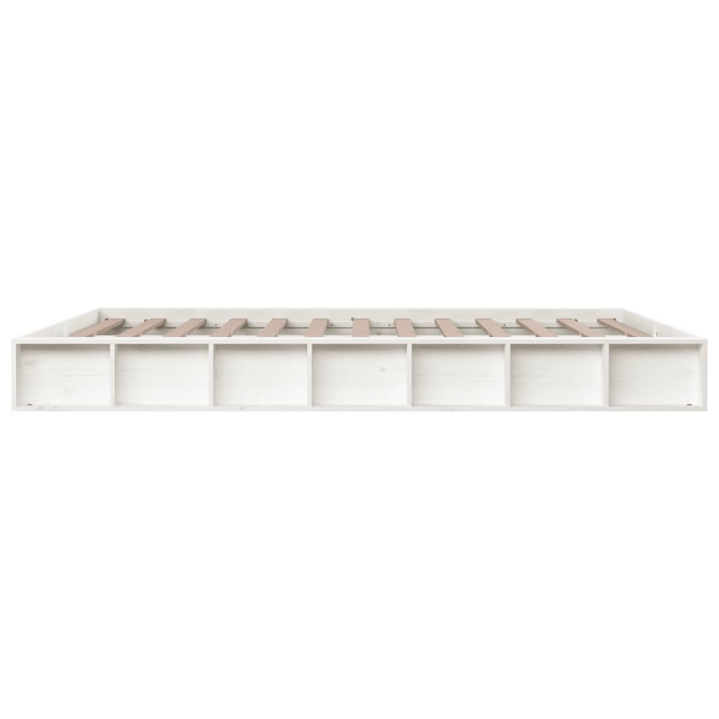 vidaXL Bed Frame | White | Solid Pine Wood | Double | Bed Frame | Rectangular