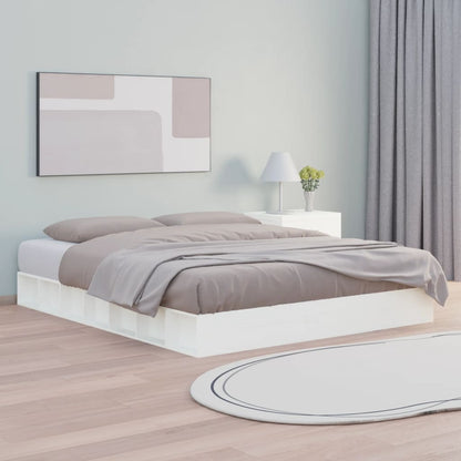 vidaXL Bed Frame | White | Solid Pine Wood | Double | Bed Frame | Rectangular
