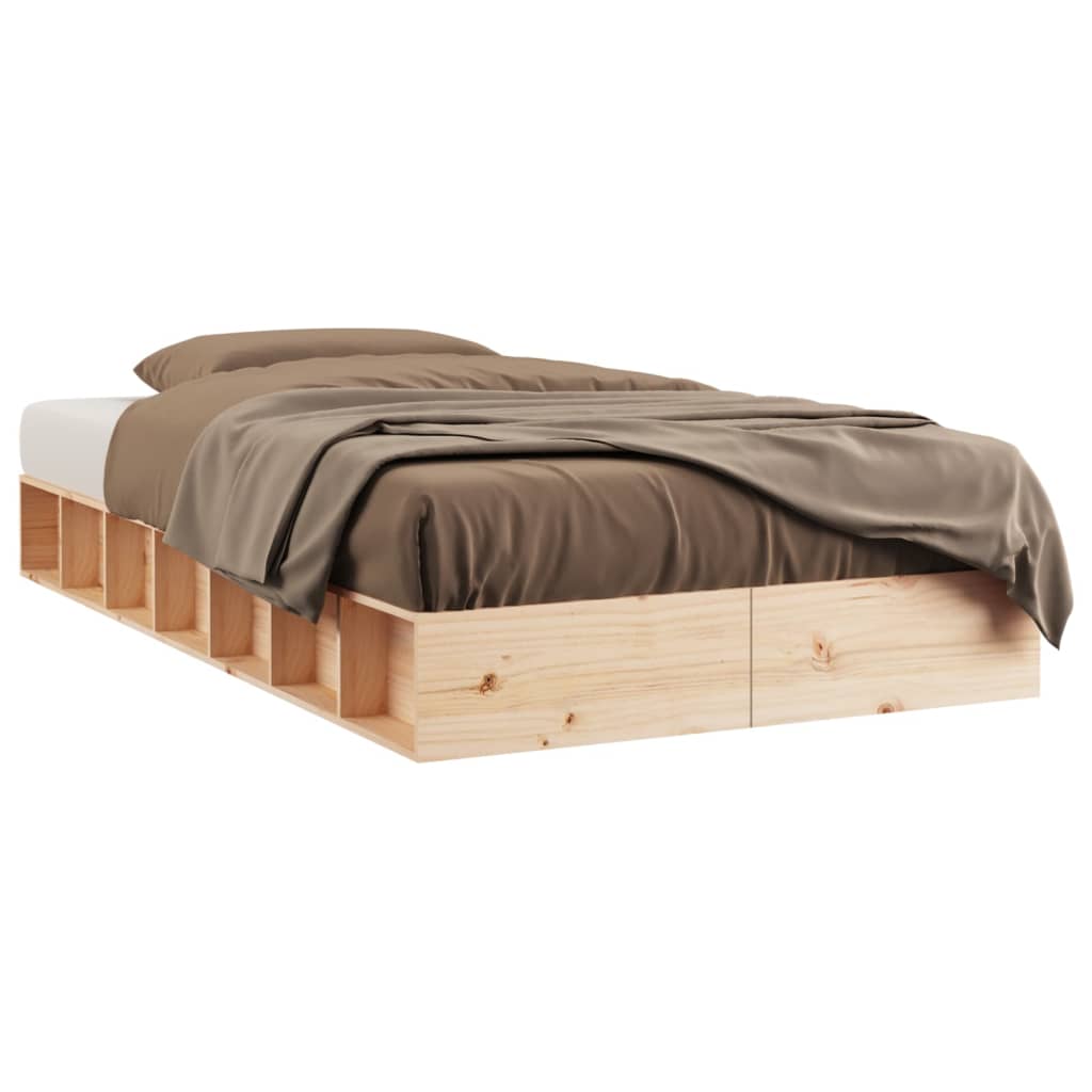 vidaXL Bed Frame | Natural Wood | Solid pine wood, Plywood | Single