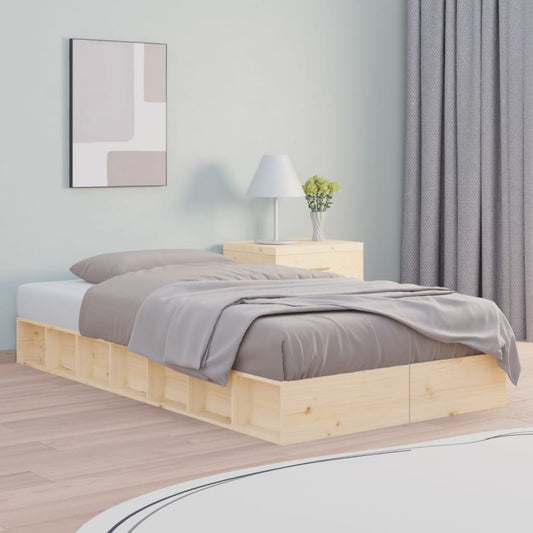 vidaXL Bed Frame | Natural Wood | Solid pine wood, Plywood | Single