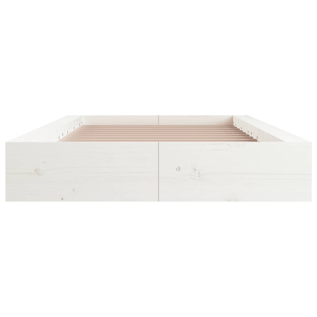 vidaXL Bed Frame | White | Solid pine wood, plywood slats | Single | Simplistic