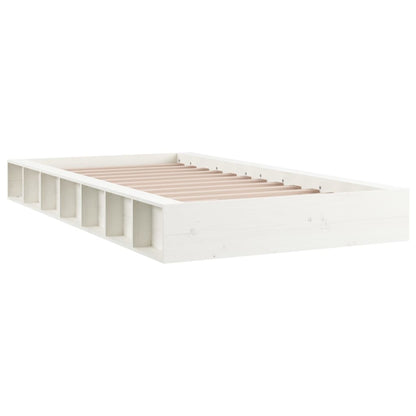 vidaXL Bed Frame without Mattress White 75x190 cm Small Single  Solid Wood