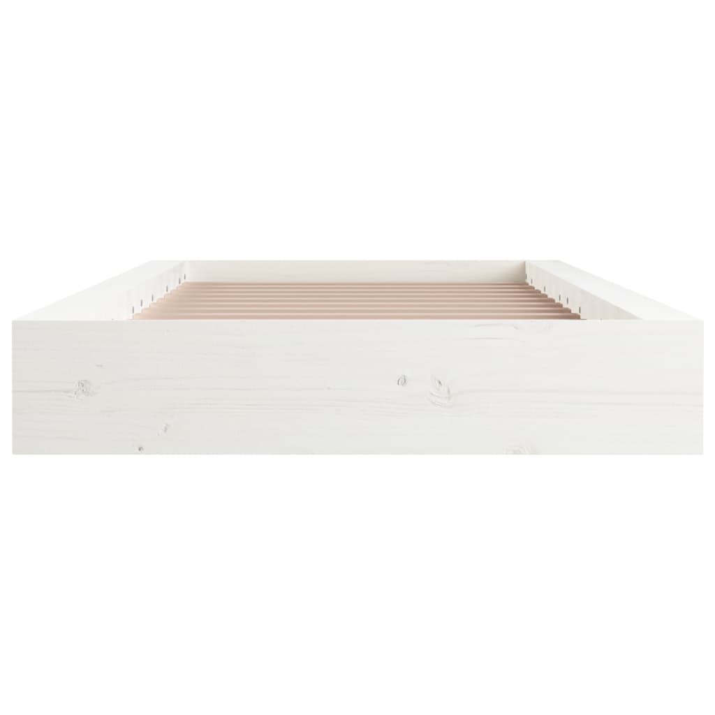 vidaXL Bed Frame without Mattress White 75x190 cm Small Single  Solid Wood