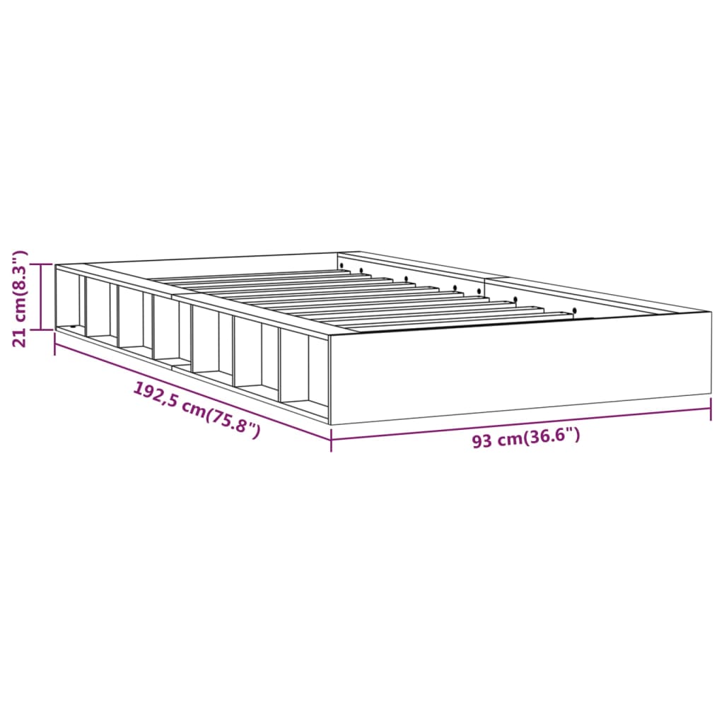vidaXL Bed Frame without Mattress White 75x190 cm Small Single  Solid Wood