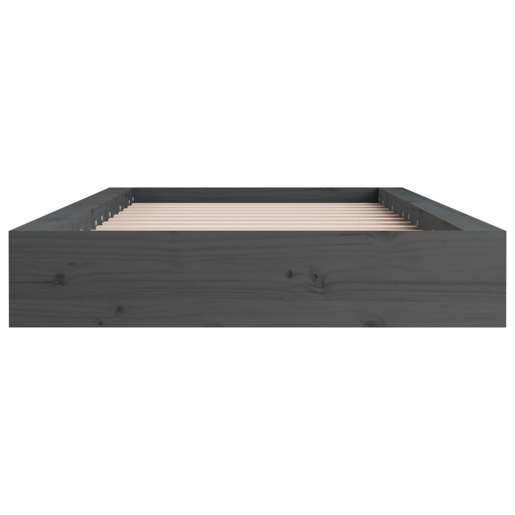 vidaXL Bed Frame without Mattress Grey 75x190 cm Small Single Small Single Solid Wood