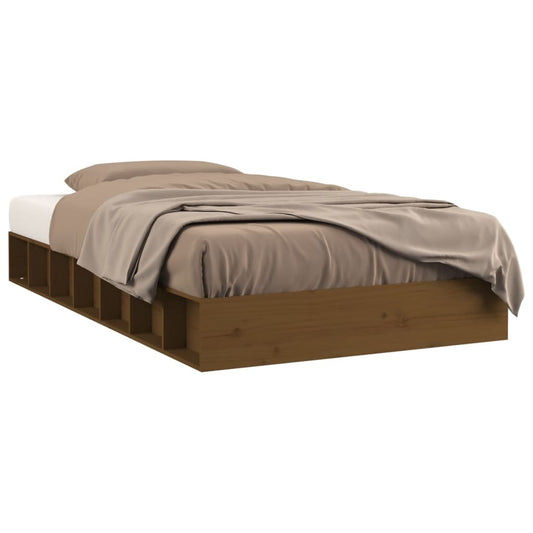 vidaXL Bed Frame without Mattress Honey Brown 75x190 cm Small Single  Solid Wood