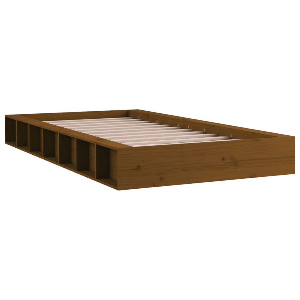 vidaXL Bed Frame without Mattress Honey Brown 75x190 cm Small Single  Solid Wood