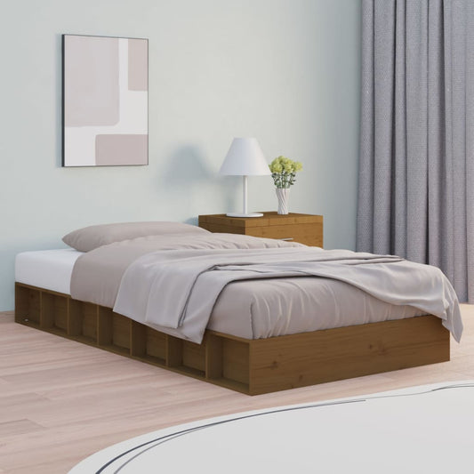 vidaXL Bed Frame without Mattress Honey Brown 75x190 cm Small Single  Solid Wood