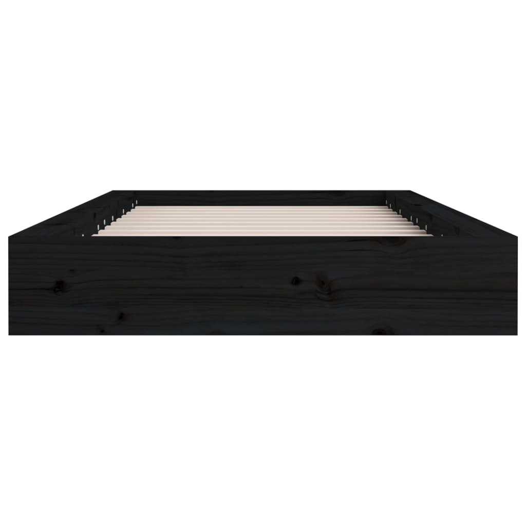 vidaXL Bed Frame without Mattress Black 75x190 cm Small Single  Solid Wood