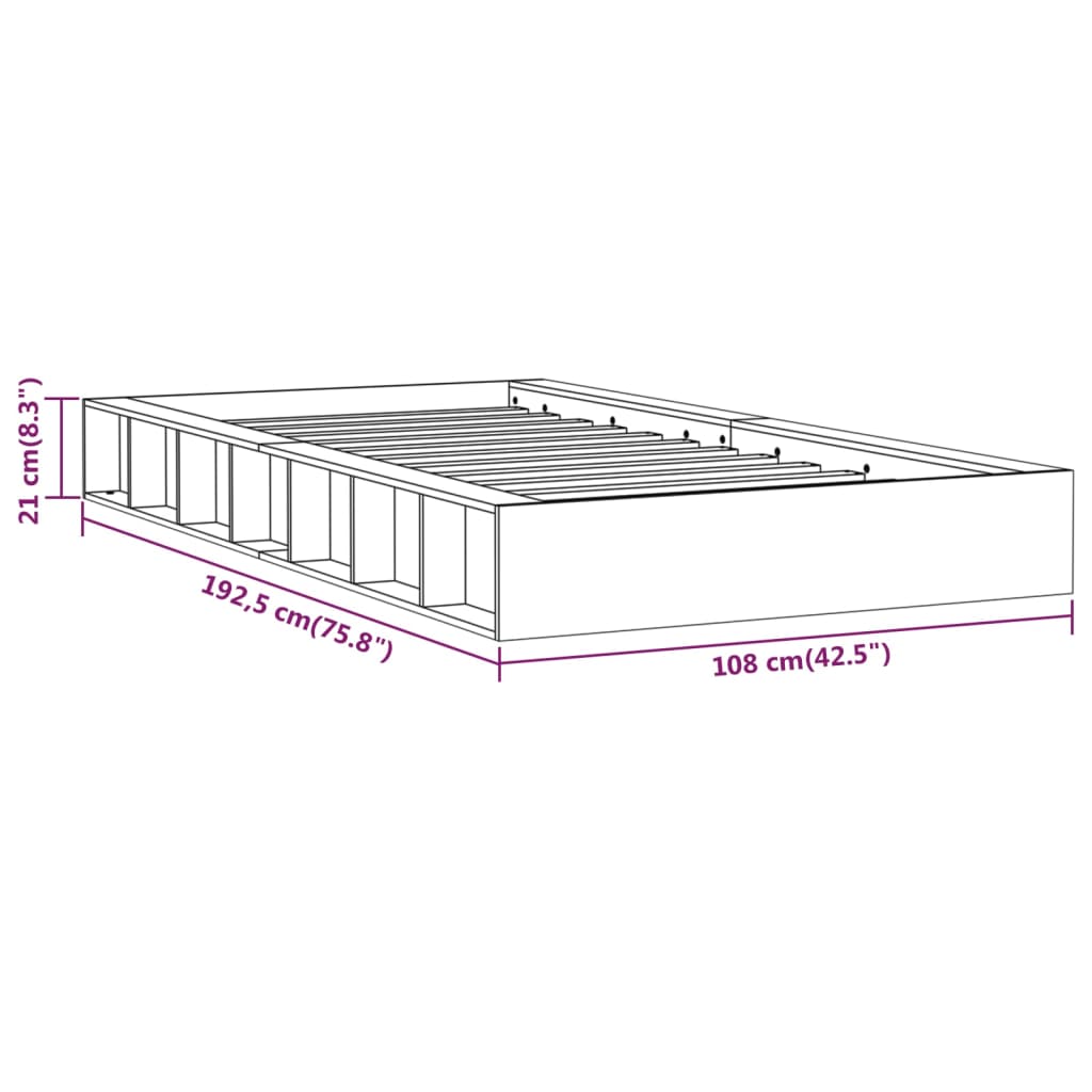 vidaXL Bed Frame without Mattress White 90x190 cm Single Single Solid Wood