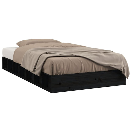 vidaXL Bed Frame without Mattress Black 135x190 cm Double Double Solid Wood