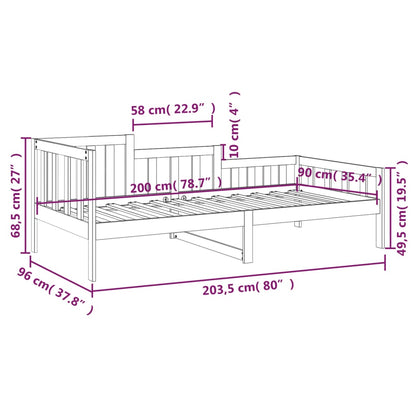 vidaXL Day Bed | Natural Wood | Solid pinewood | 90 x 200 cm