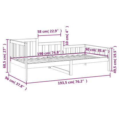 vidaXL Day Bed without Mattress 90x190 cm Single Solid Wood Pine