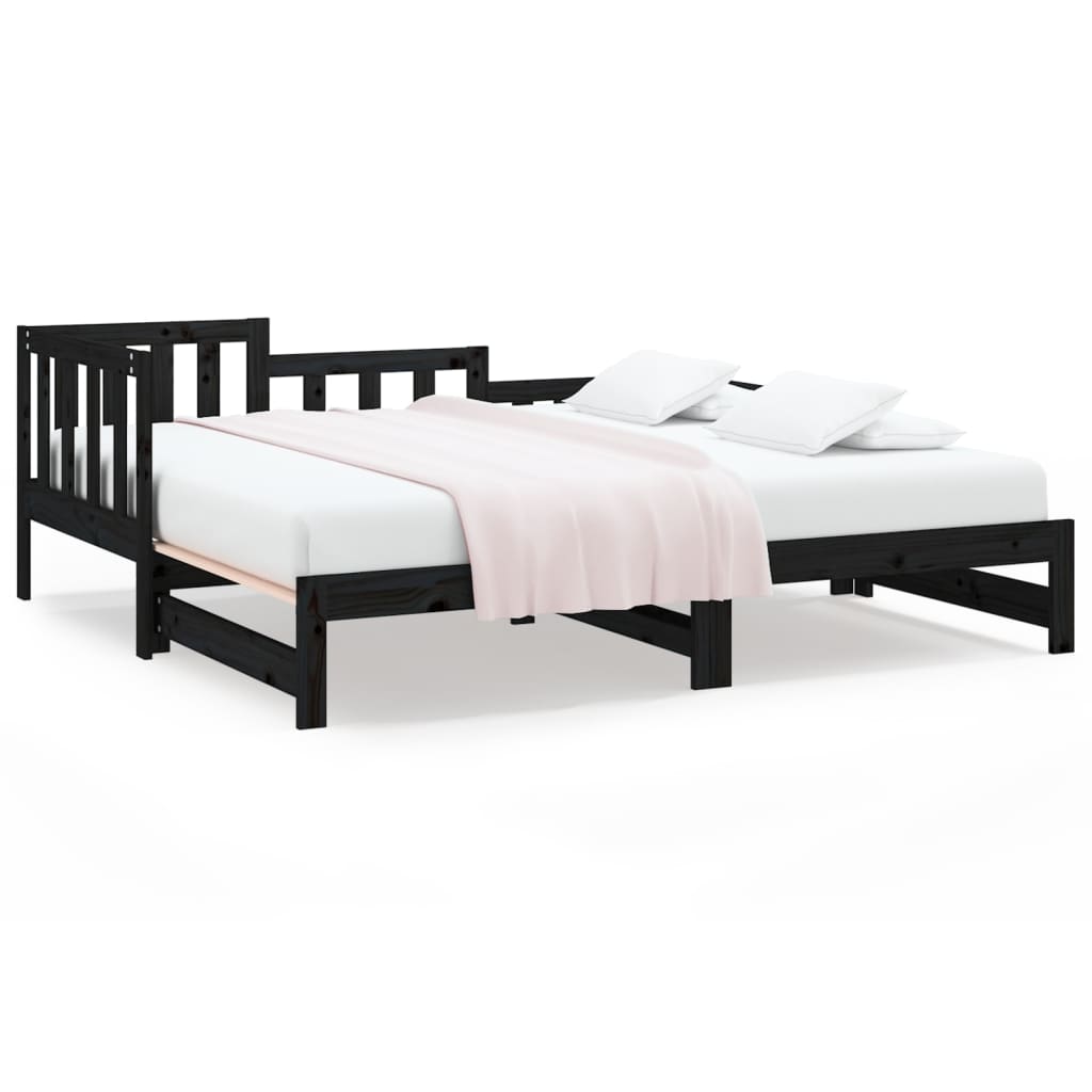 vidaXL Day Bed | Black | Solid pinewood | 2x