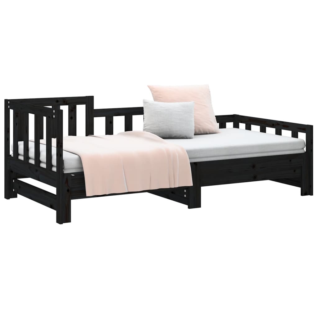 vidaXL Day Bed | Black | Solid pinewood | 2x