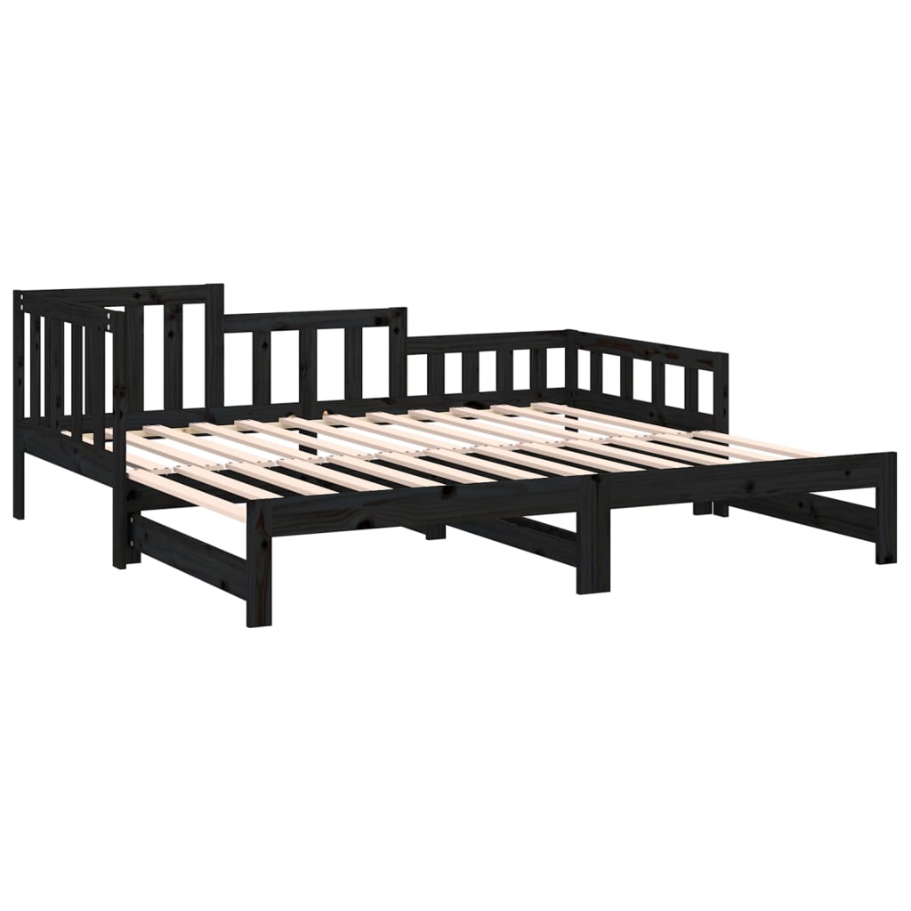 vidaXL Day Bed | Black | Solid pinewood | 2x