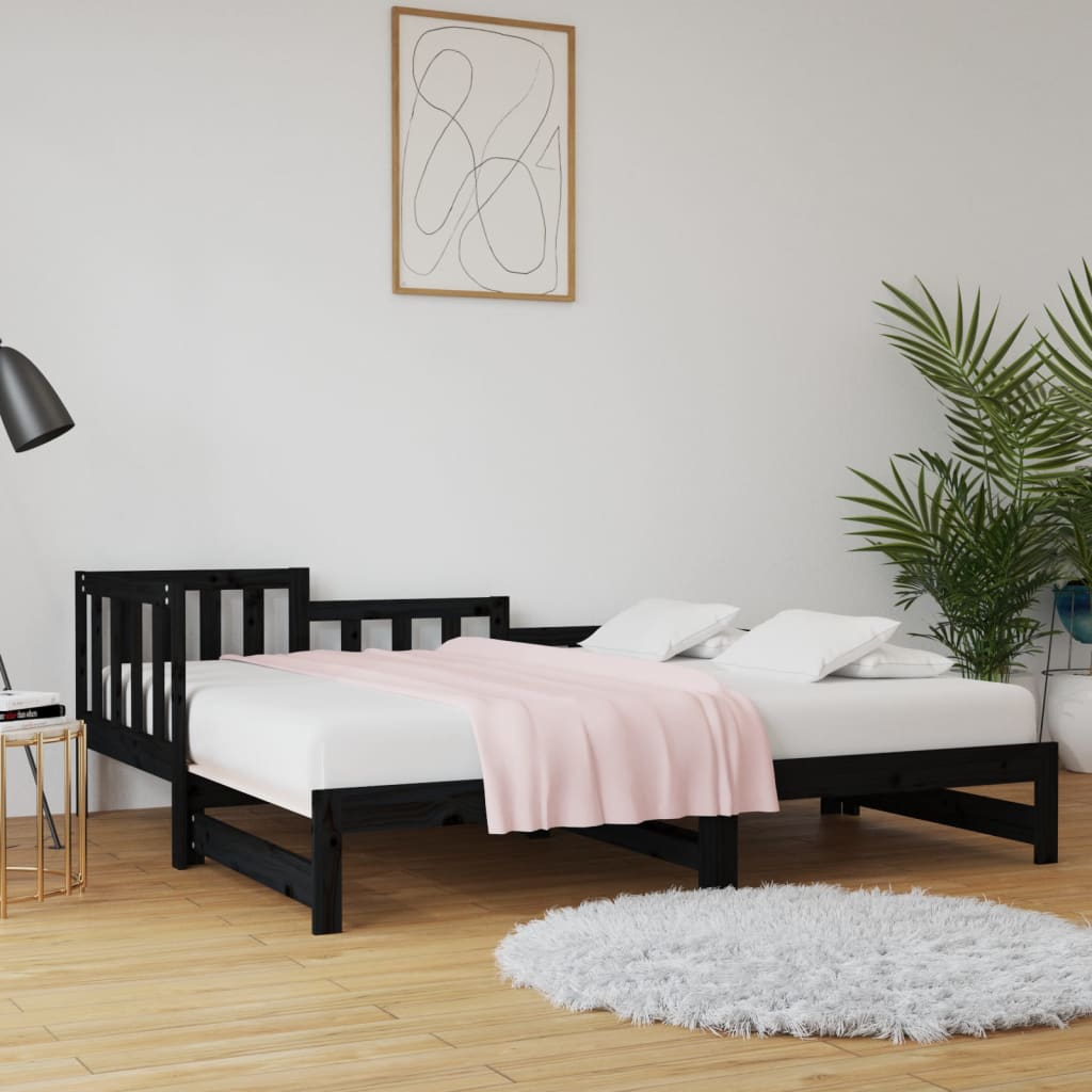 vidaXL Day Bed | Black | Solid pinewood | 2x