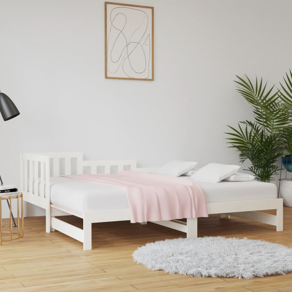 vidaXL Day Bed | White | Solid pinewood | Double | Convertible | Day Bed