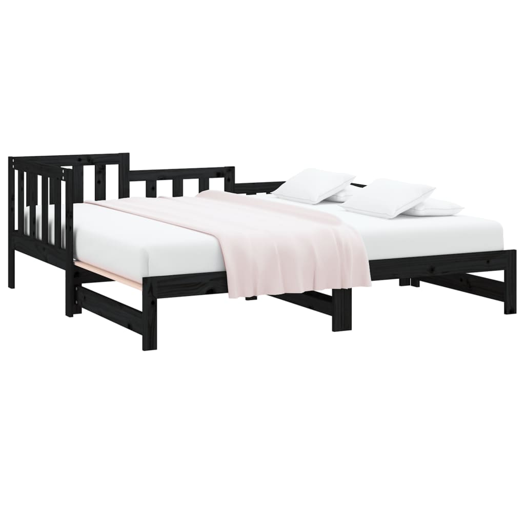 vidaXL Day Bed | Black | Solid pine wood | Double