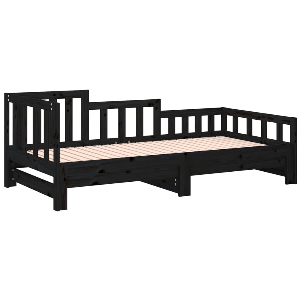 vidaXL Day Bed | Black | Solid pine wood | Double