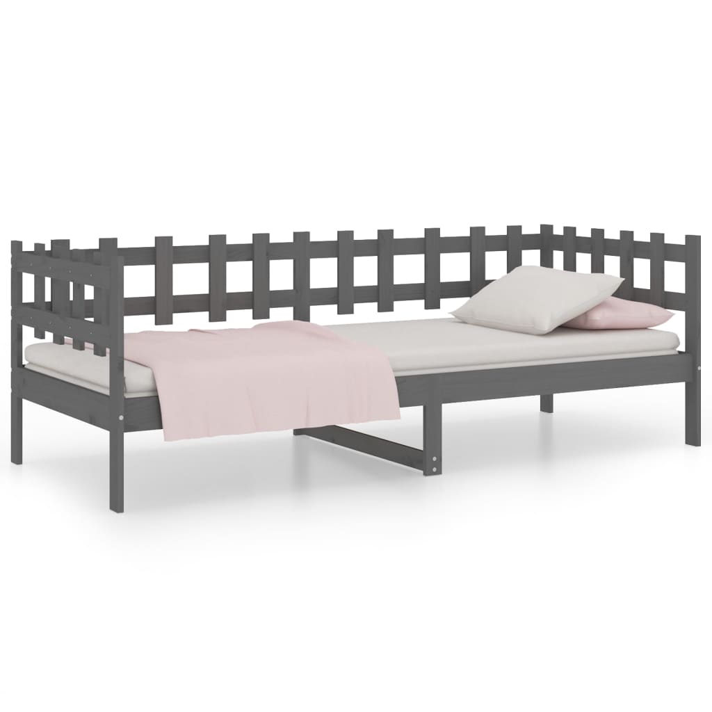 vidaXL Day Bed | Grey | Solid pine wood | 90x200 cm