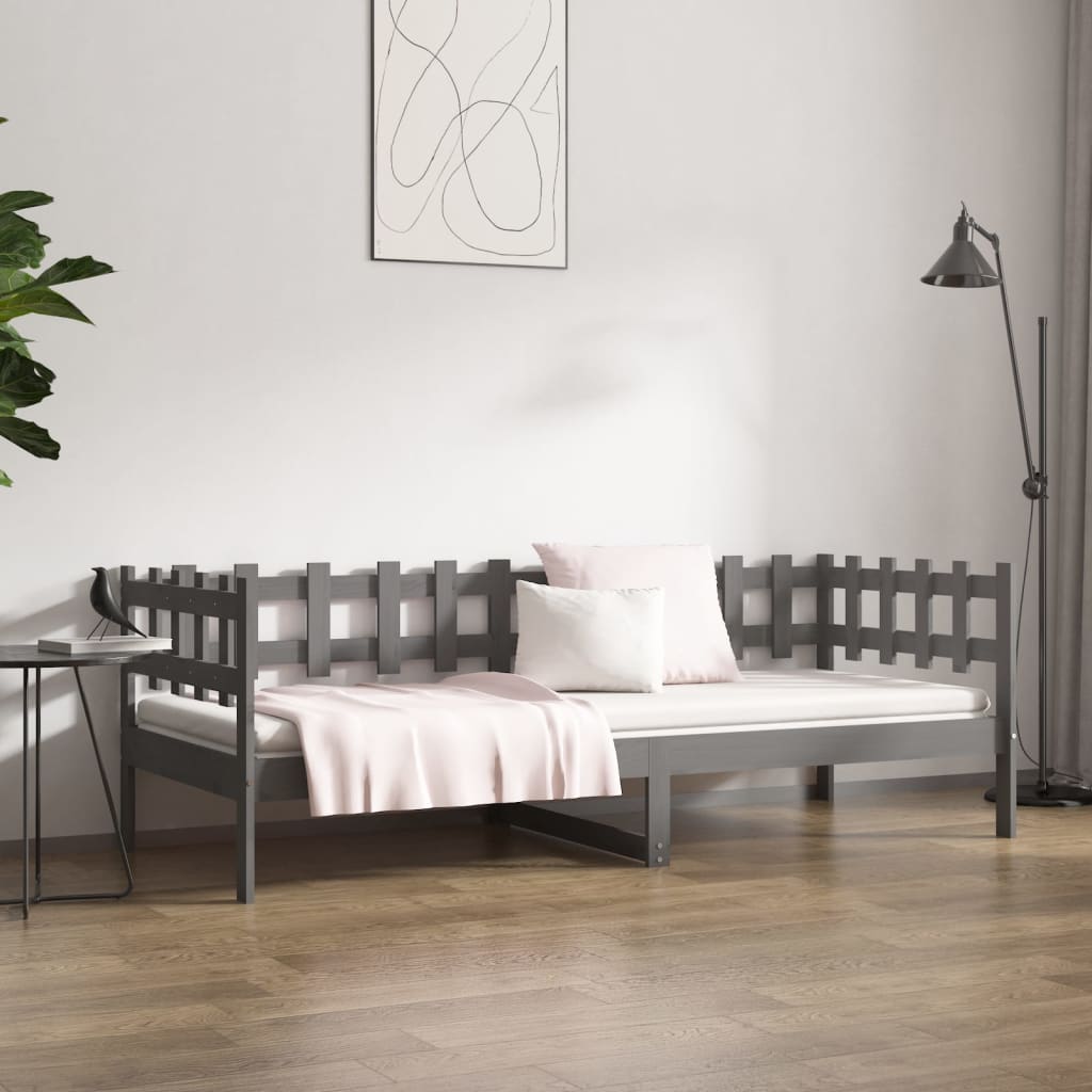 vidaXL Day Bed | Grey | Solid pine wood | 90x200 cm