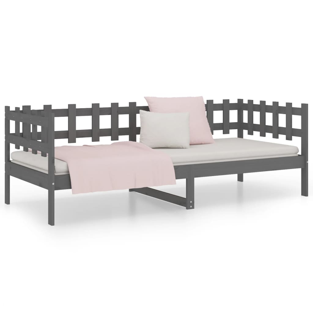 vidaXL Day Bed | Grey | Solid pine wood | 90x200 cm