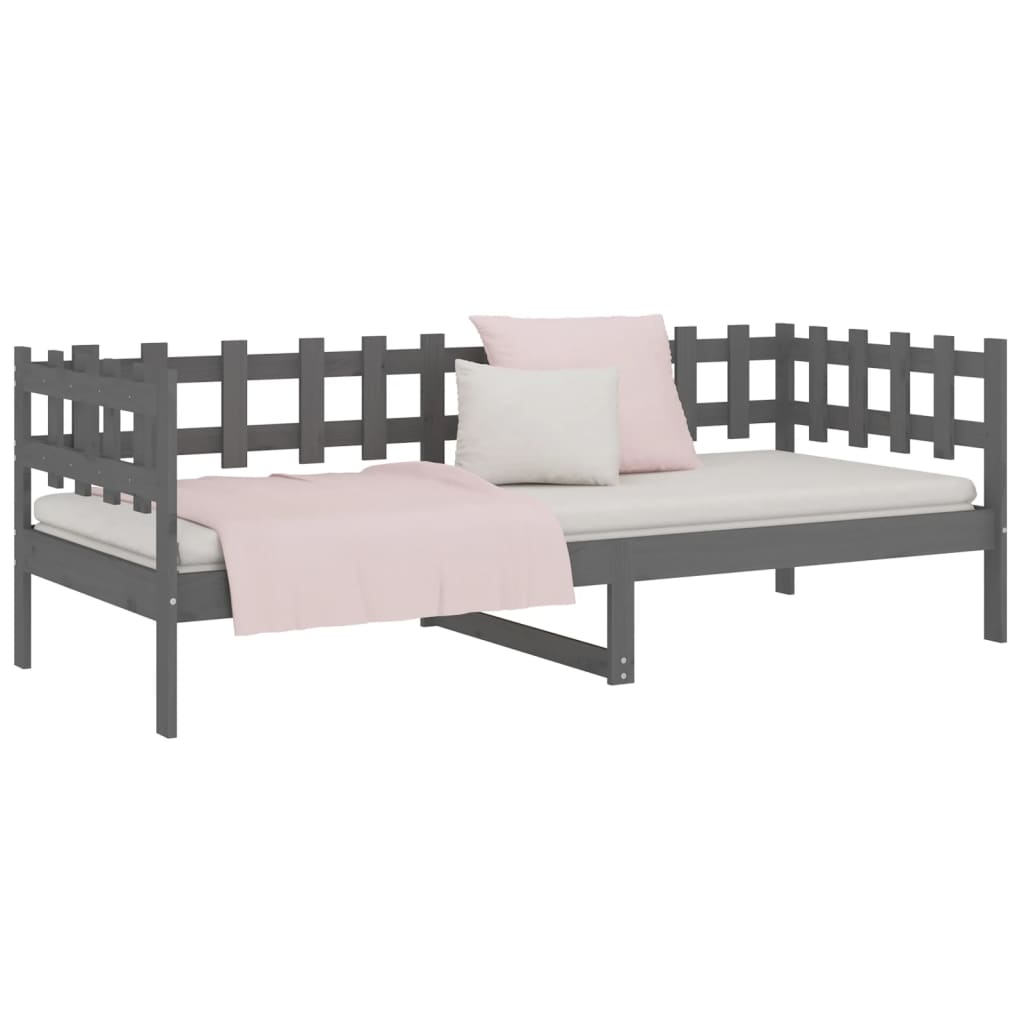 vidaXL Day Bed | Grey | Solid pine wood | 90x200 cm