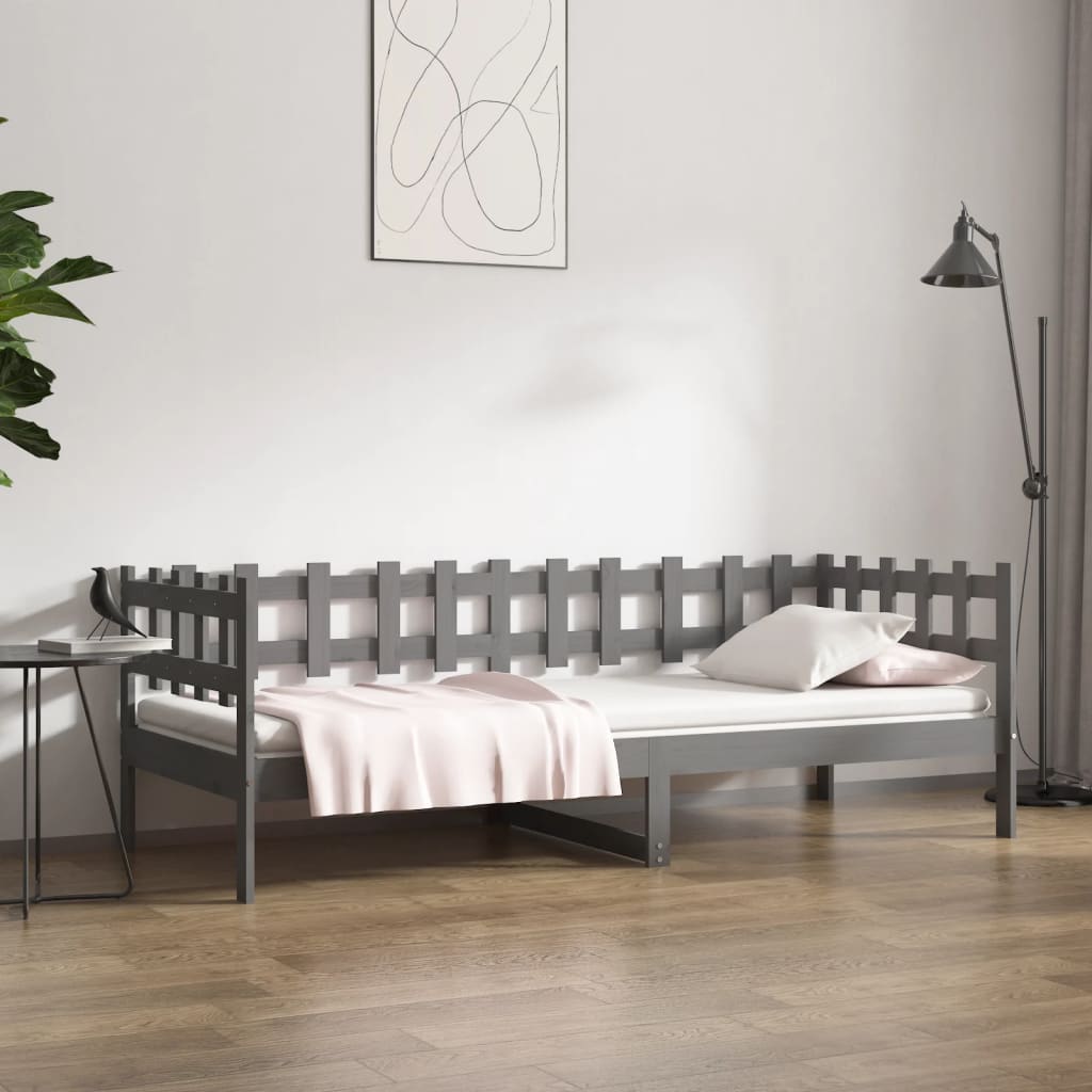vidaXL Day Bed | Grey | Solid pine wood | 90x200 cm