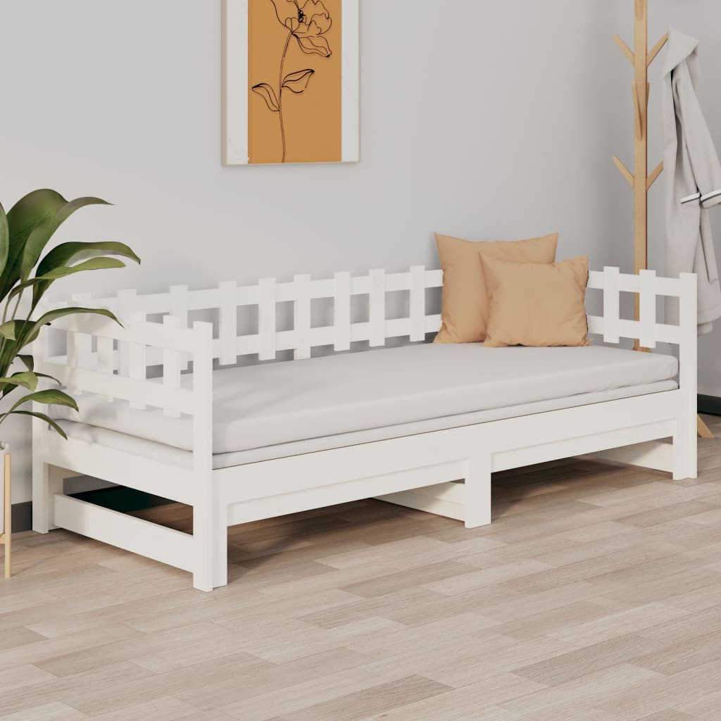 vidaXL Pull-out Day Bed without Mattress White 2x(80x200) cm