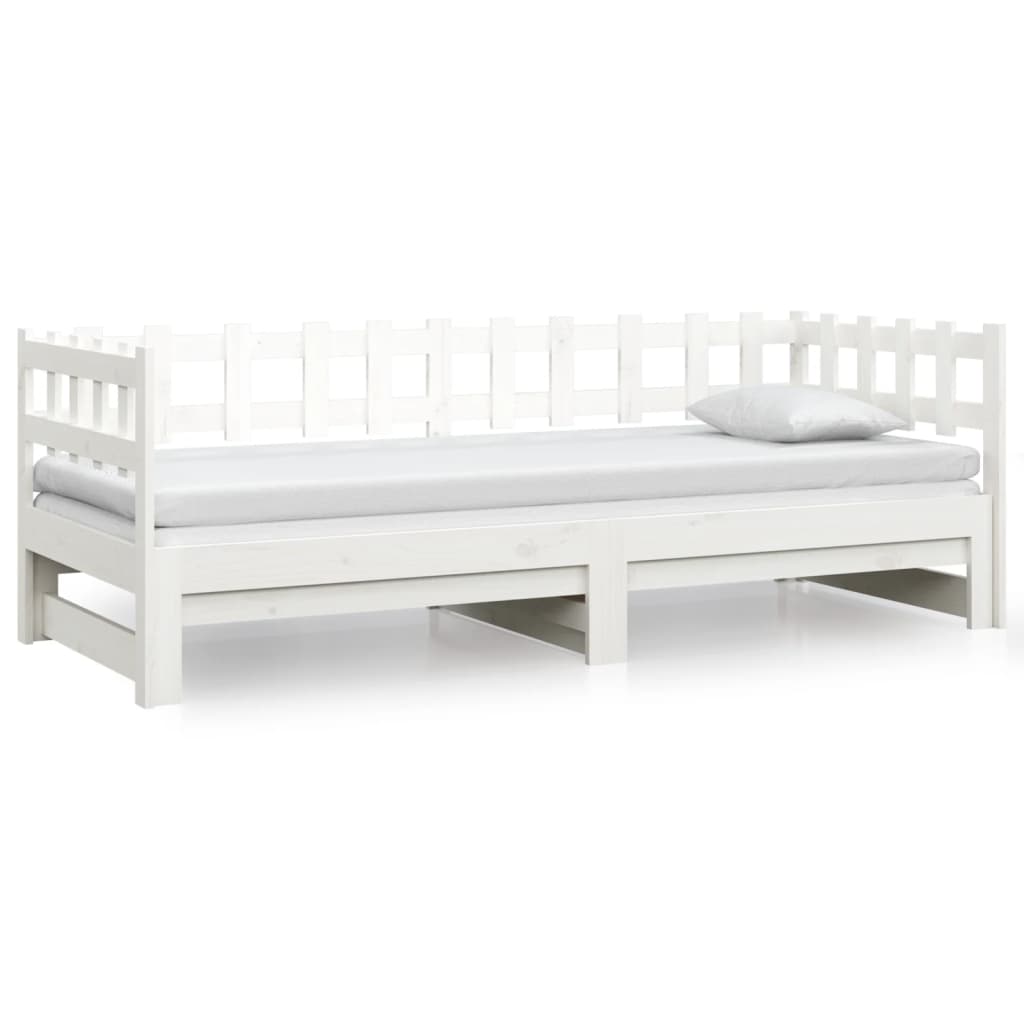 vidaXL Pull-out Day Bed without Mattress White 2x(80x200) cm
