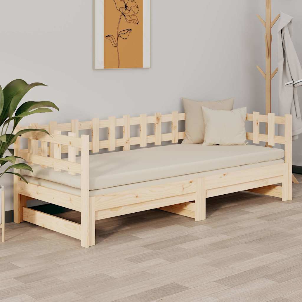 vidaXL Pull-out Day Bed without Mattress 2x(90x200) cm Solid Wood Pine