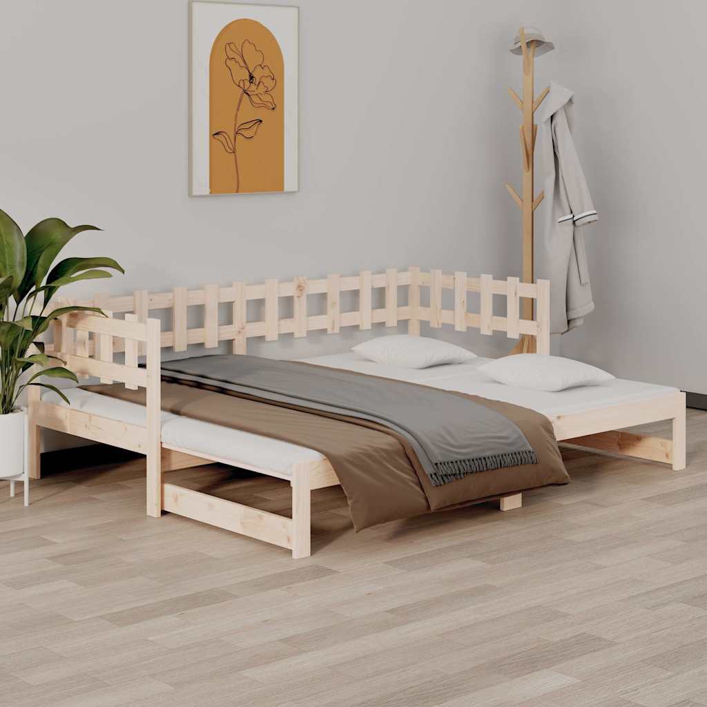 vidaXL Pull-out Day Bed without Mattress 2x(90x200) cm Solid Wood Pine