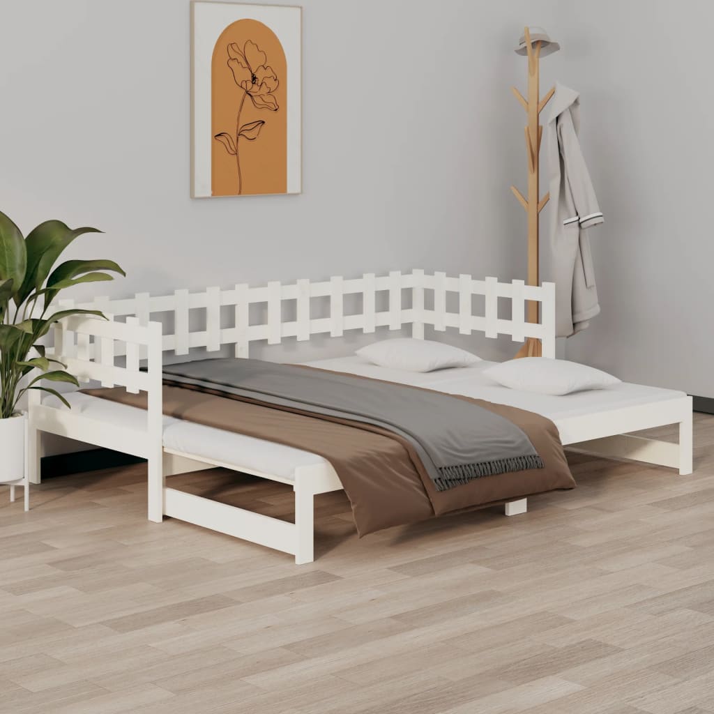 vidaXL Pull-out Day Bed without Mattress White 2x(90x200) cm
