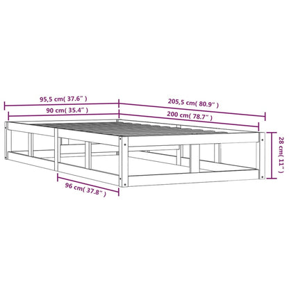vidaXL Bed Frame without Mattress 90x200 cm Solid Wood
