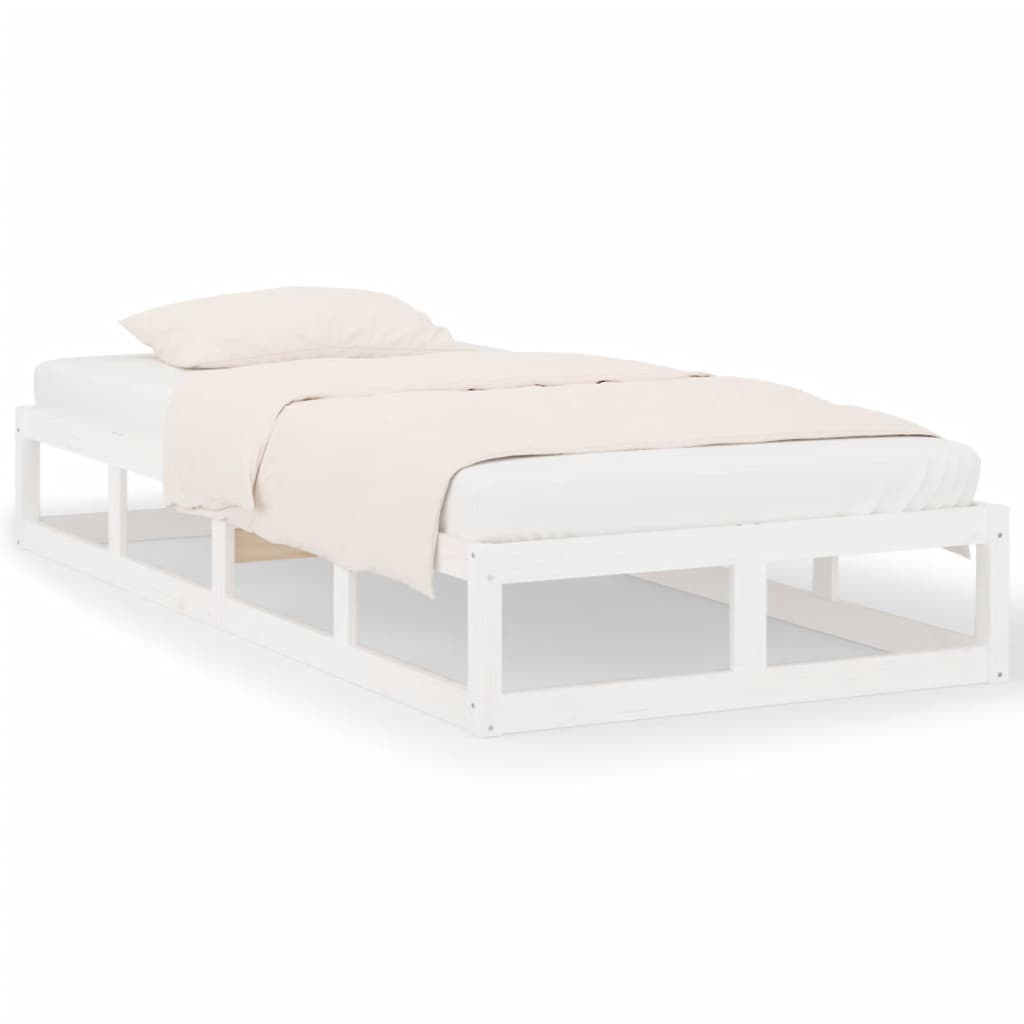vidaXL Bed Frame | White | Solid Pinewood, Plywood | Single Bed | Durable