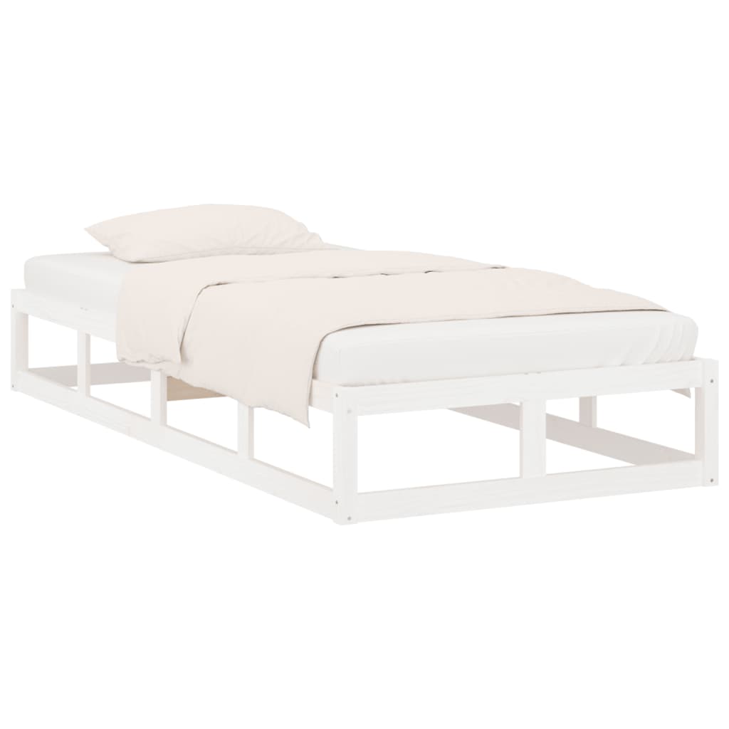 vidaXL Bed Frame | White | Solid Pinewood, Plywood | Single Bed | Durable
