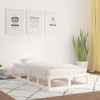 vidaXL Bed Frame | White | Solid Pinewood, Plywood | Single Bed | Durable